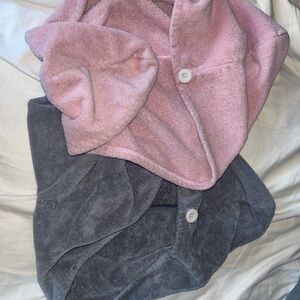 Pink and Gray Hair Wrap Towels